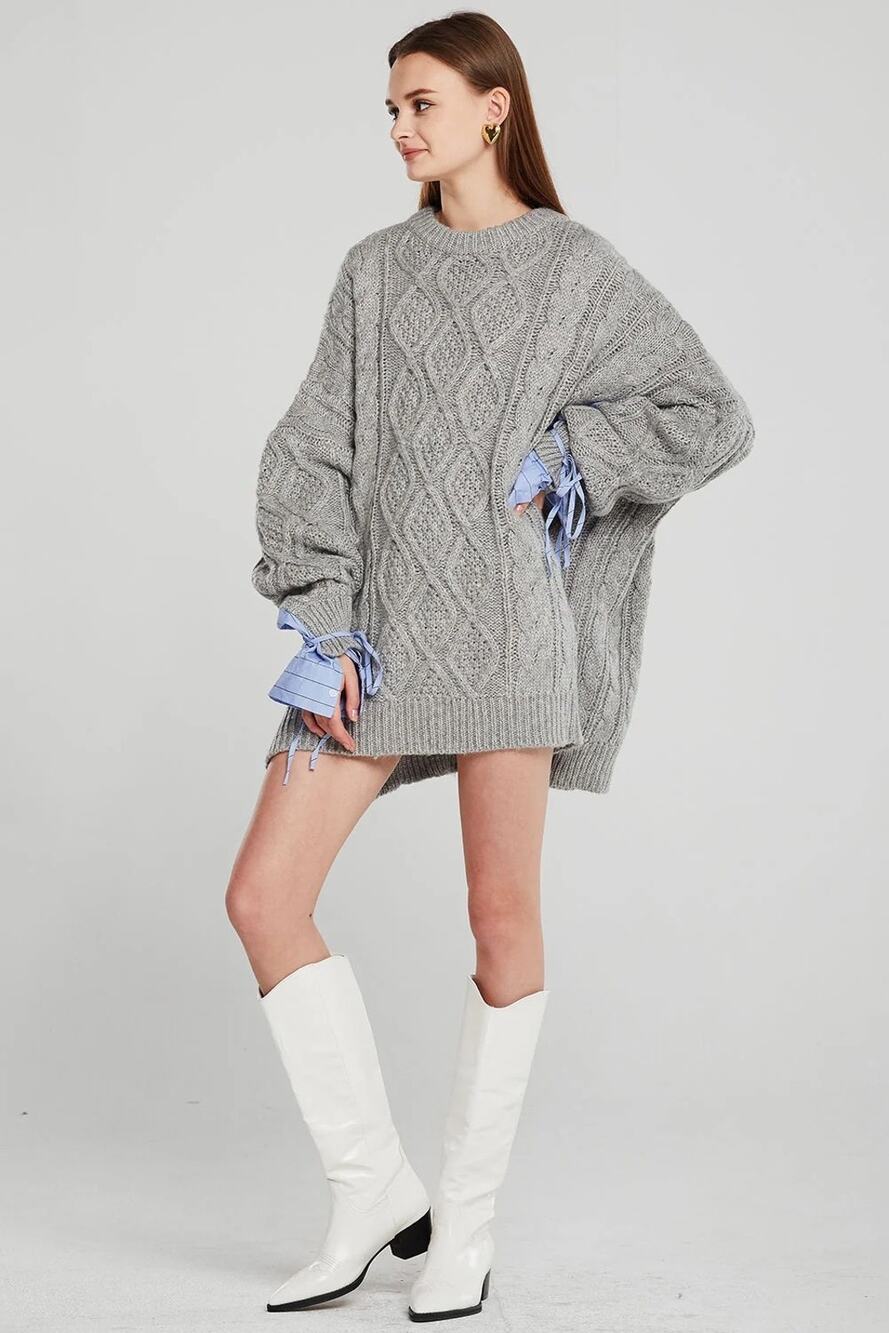 Storets Sadie Shirt Combo Knit Pullover Gray Size S/M